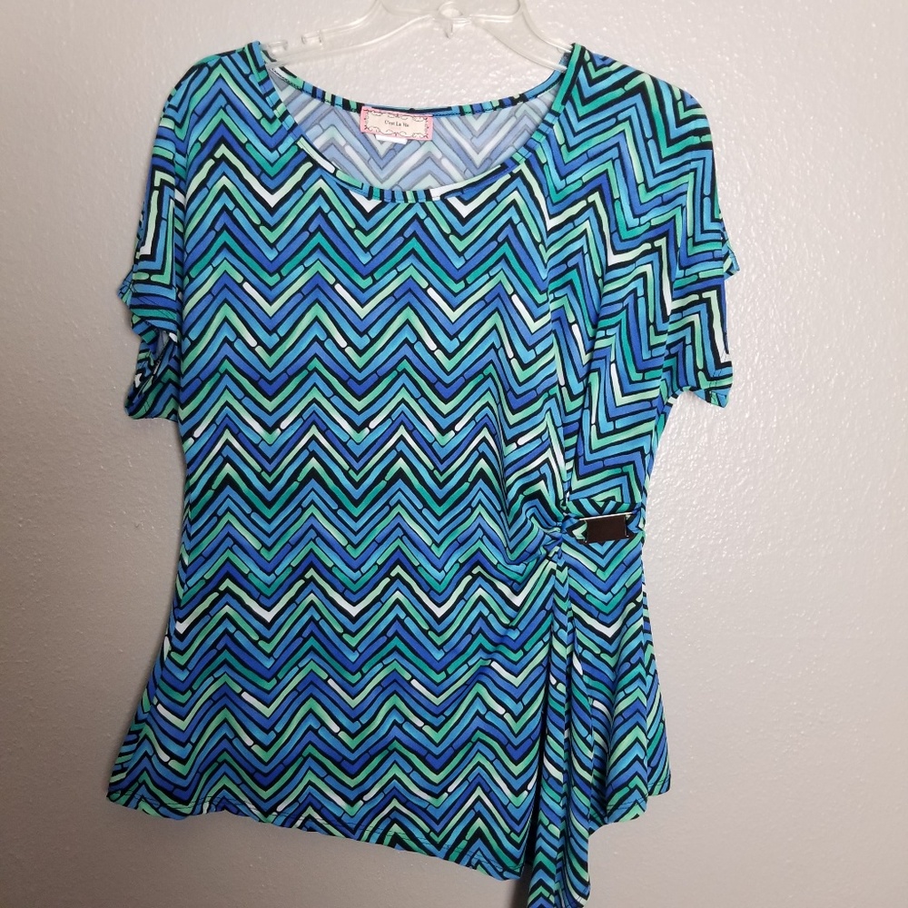 C'est La Vie Embellished Short Sleeve Tunic L
